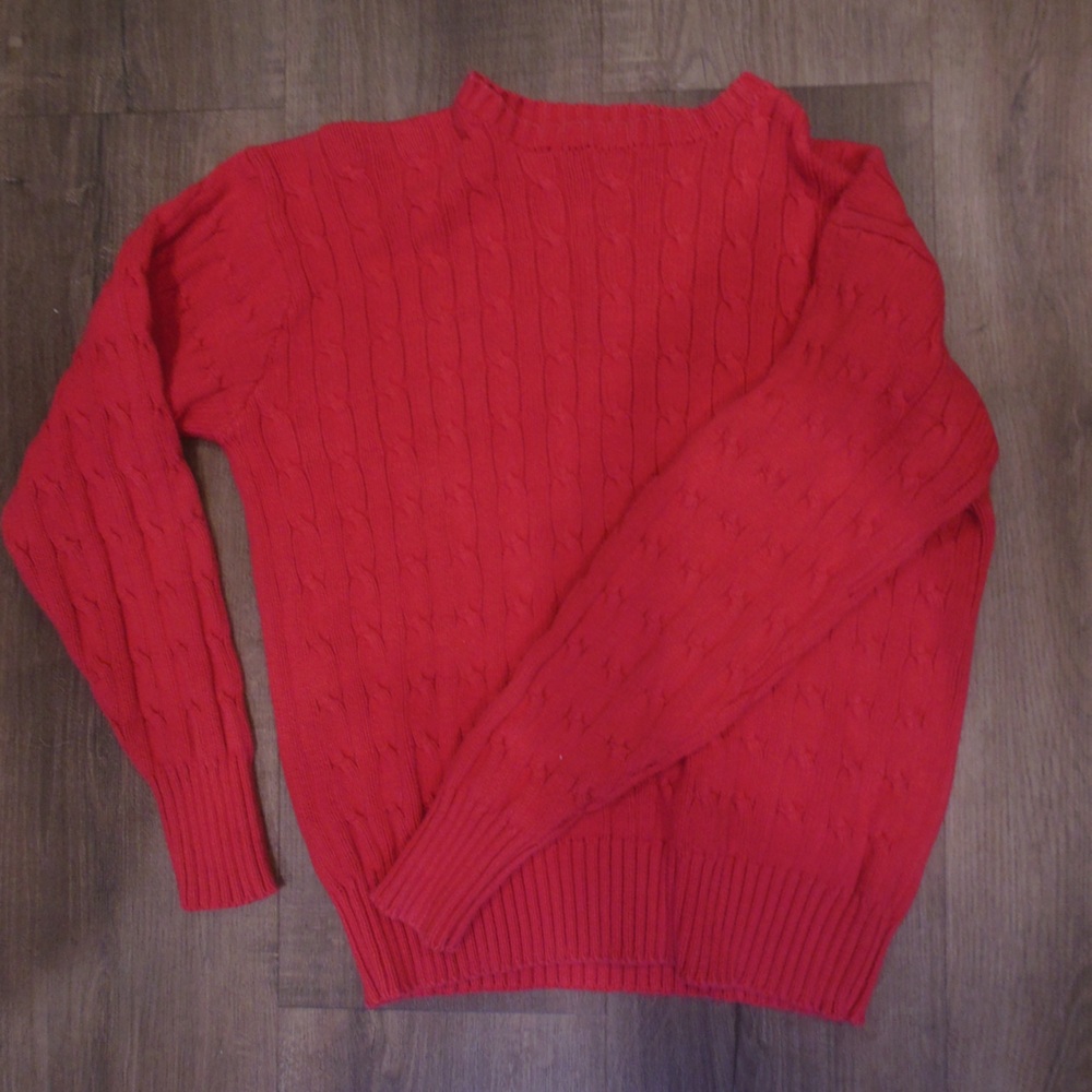 Ralph Lauren Women's Red Cable Knit Sweater
